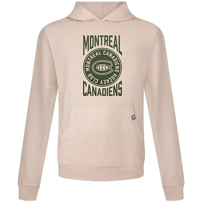 Men's Levelwear Oatmeal Montreal Canadiens Delta Relay Stamp Pullover Hoodie