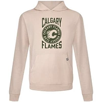 Men's Levelwear Oatmeal Calgary Flames Delta Relay Stamp Pullover Hoodie