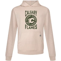 Men's Levelwear Oatmeal Calgary Flames Delta Relay Stamp Pullover Hoodie