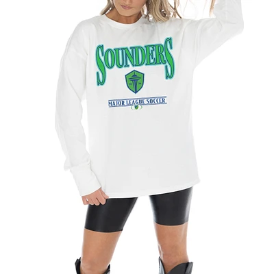 Women's Gameday Couture  White Seattle Sounders FC Shining Spirit Oversized Long Sleeve T-Shirt