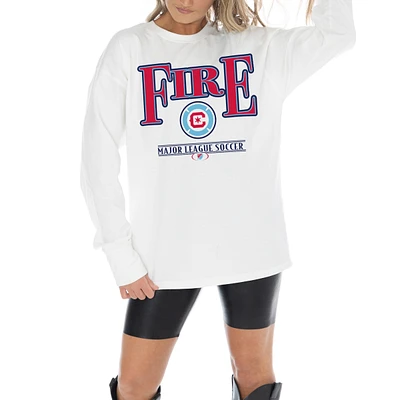 Women's Gameday Couture  White Chicago Fire Shining Spirit Oversized Long Sleeve T-Shirt