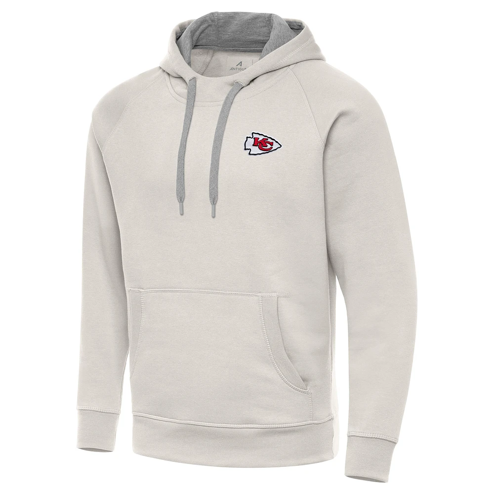 Men's Antigua Cream Kansas City Chiefs Victory Raglan Pullover Hoodie