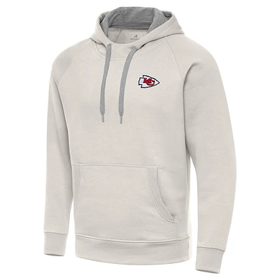Men's Antigua Cream Kansas City Chiefs Victory Raglan Pullover Hoodie