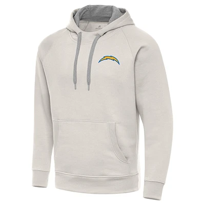 Men's Antigua Cream Los Angeles Chargers Victory Raglan Pullover Hoodie