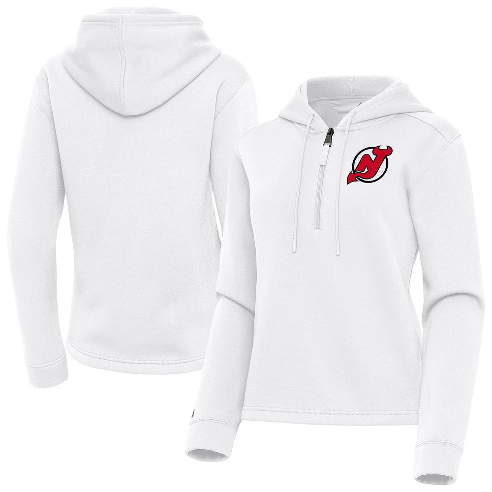 Women's Antigua New Jersey Devils Contemporary Quarter-Zip Hoodie