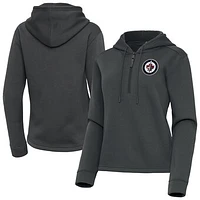 Women's Antigua  Pewter Winnipeg Jets Contemporary Quarter-Zip Hoodie