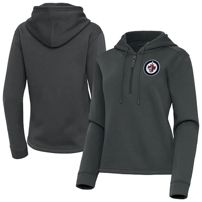 Women's Antigua  Pewter Winnipeg Jets Contemporary Quarter-Zip Hoodie