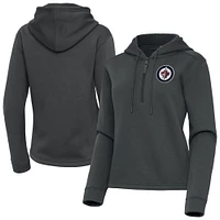 Women's Antigua  Pewter Winnipeg Jets Contemporary Quarter-Zip Hoodie