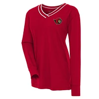 Women's Antigua  Red Ottawa Senators Symbolic V-Neck Long Sleeve T-Shirt