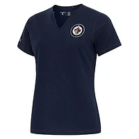 Women's Antigua  Navy Winnipeg Jets Traveler Rib V-Neck T-Shirt