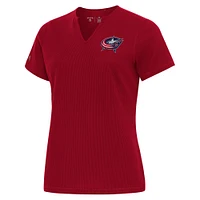 Women's Antigua  Red Columbus Blue Jackets Traveler Rib V-Neck T-Shirt