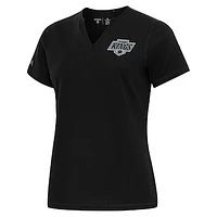 Women's Antigua  Black Los Angeles Kings Traveler Rib V-Neck T-Shirt