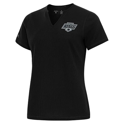 Women's Antigua  Black Los Angeles Kings Traveler Rib V-Neck T-Shirt