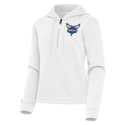 Women's Antigua  White Charlotte Hornets Contemporary Quarter-Zip Hoodie