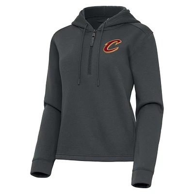 Women's Antigua  Pewter Cleveland Cavaliers Contemporary Quarter-Zip Hoodie