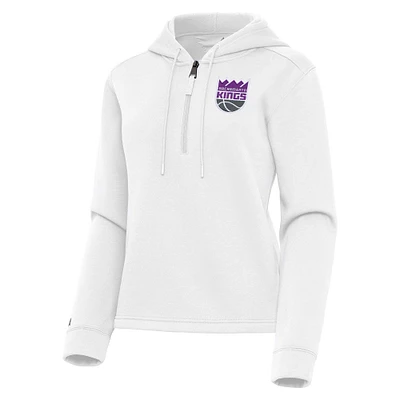 Women's Antigua  White Sacramento Kings Contemporary Quarter-Zip Hoodie