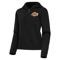 Women's Antigua  Black Los Angeles Lakers Contemporary Quarter-Zip Hoodie