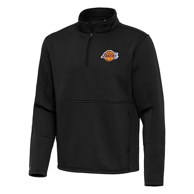 Men's Antigua Black Los Angeles Lakers  Twist Quarter-Zip Pullover Top