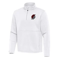 Men's Antigua White Portland Trail Blazers  Twist Quarter-Zip Pullover Top