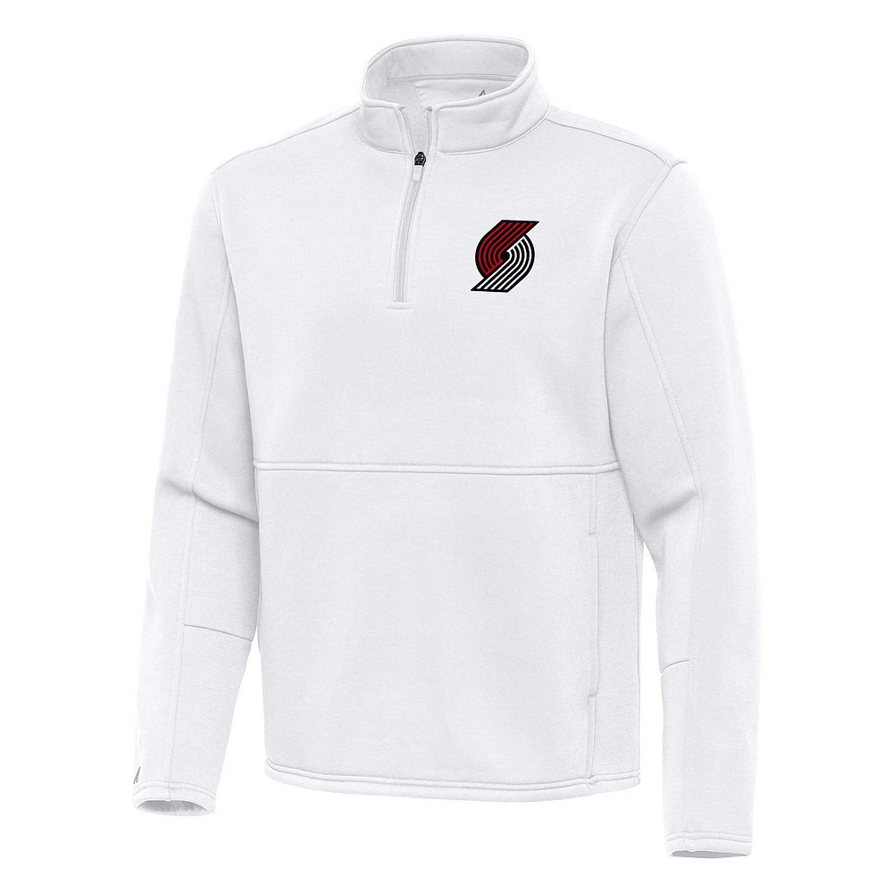 Men's Antigua White Portland Trail Blazers Twist Quarter-Zip Pullover Top
