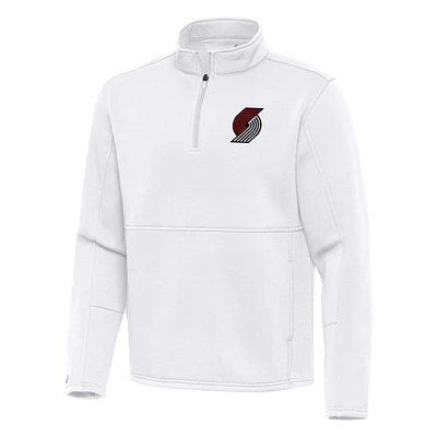 Men's Antigua White Portland Trail Blazers  Twist Quarter-Zip Pullover Top