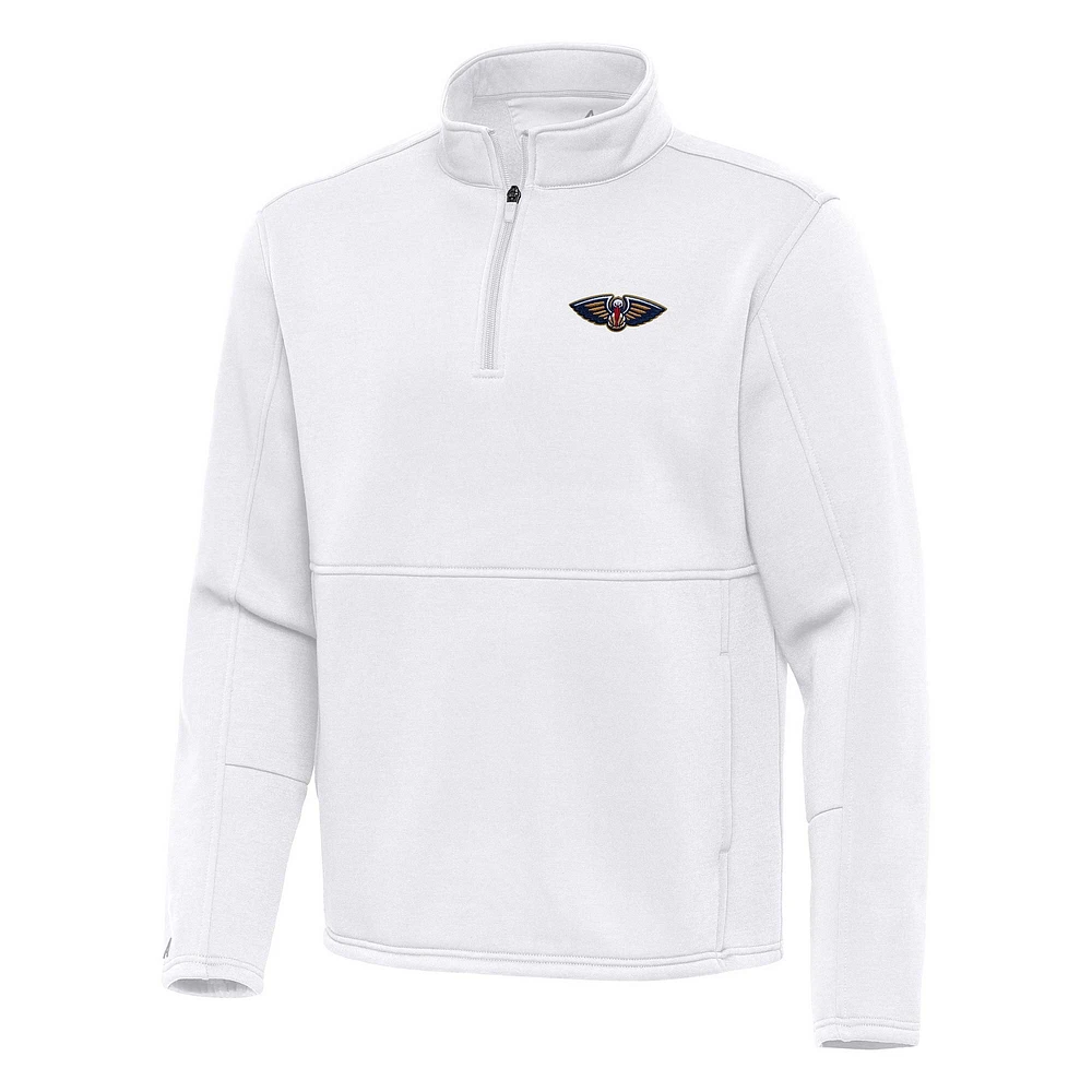 Men's Antigua White New Orleans Pelicans Twist Quarter-Zip Pullover Top