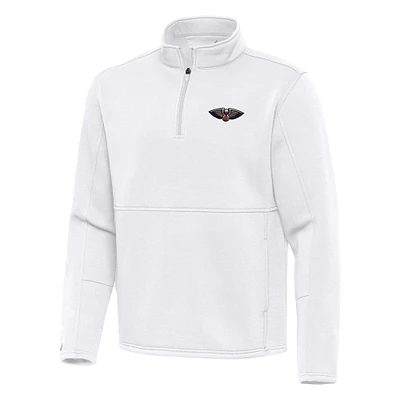 Men's Antigua White New Orleans Pelicans  Twist Quarter-Zip Pullover Top