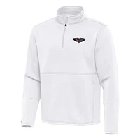 Men's Antigua White New Orleans Pelicans  Twist Quarter-Zip Pullover Top
