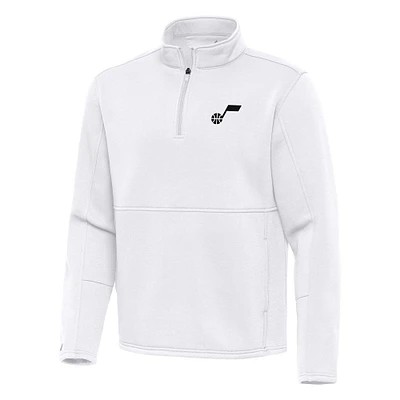 Men's Antigua White Utah Jazz  Twist Quarter-Zip Pullover Top