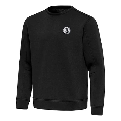 Men's Antigua  Black Brooklyn Nets Relevant Pullover Sweatshirt