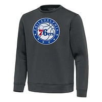 Men's Antigua  Pewter Philadelphia 76ers Relevant Pullover Sweatshirt