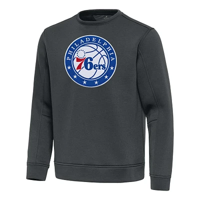 Men's Antigua  Pewter Philadelphia 76ers Relevant Pullover Sweatshirt