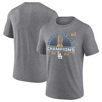 Men's Fanatics Heather Gray Los Angeles Dodgers 2024 World Series Champions  Tri-Blend T-Shirt