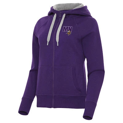 Women's Antigua  Purple Minnesota Vikings Victory Full-Zip Hoodie