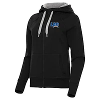 Women's Antigua  Black Los Angeles Chargers Victory Full-Zip Hoodie