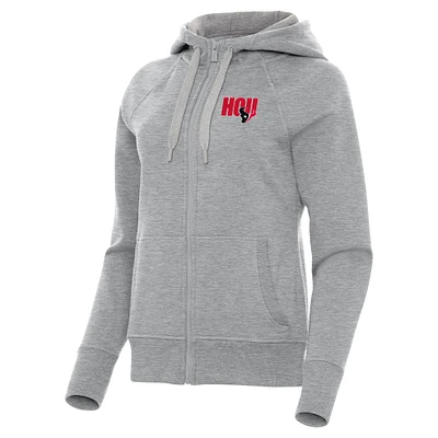 Women's Antigua  Heather Gray Houston Texans Victory Full-Zip Hoodie
