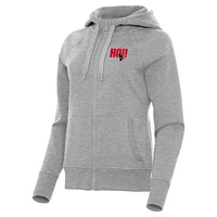 Women's Antigua  Heather Gray Houston Texans Victory Full-Zip Hoodie
