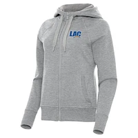 Women's Antigua  Heather Gray Los Angeles Chargers Victory Full-Zip Hoodie