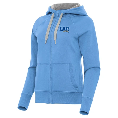 Women's Antigua  Powder Blue Los Angeles Chargers Victory Full-Zip Hoodie