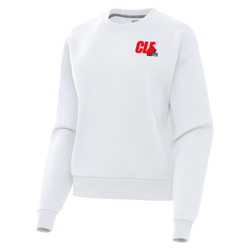 Women's Antigua White Cleveland Browns Victory Pullover Sweatshirt
