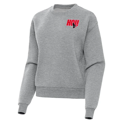 Women's  Antigua Heather Gray Houston Texans Victory Pullover Sweatshirt