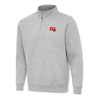 Men's Antigua  Heather Gray Cleveland Browns Victory Quarter-Zip Sweatshirt