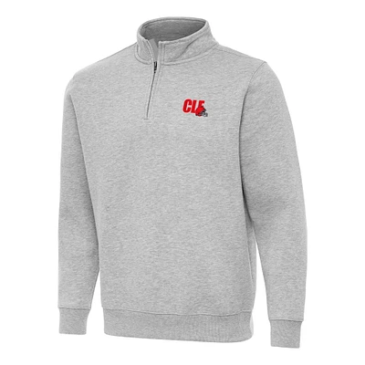 Men's Antigua  Heather Gray Cleveland Browns Victory Quarter-Zip Sweatshirt