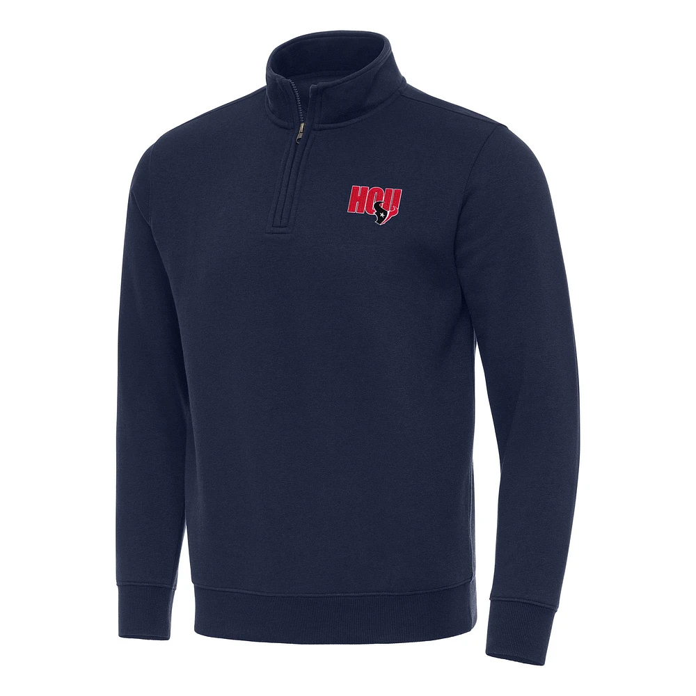 Men's Antigua  Navy Houston Texans Victory Quarter-Zip Sweatshirt