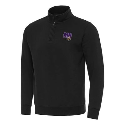 Men's Antigua  Black Minnesota Vikings Victory Quarter-Zip Sweatshirt