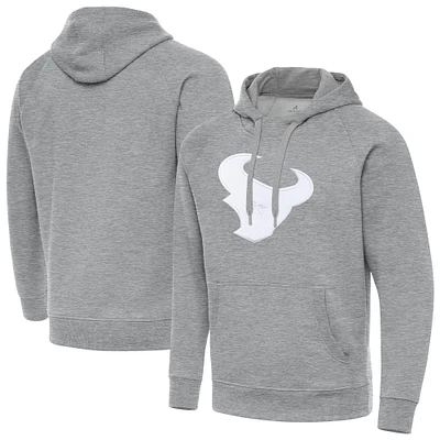 Men's Antigua Heather Gray Houston Texans Victory Pullover Hoodie