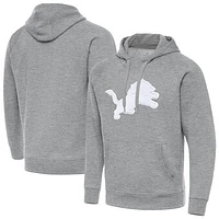Men's Antigua Heather Gray Detroit Lions Victory Pullover Hoodie