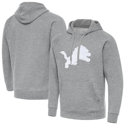 Men's Antigua Heather Gray Detroit Lions Victory Pullover Hoodie