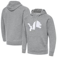 Men's Antigua Heather Gray Detroit Lions Victory Pullover Hoodie