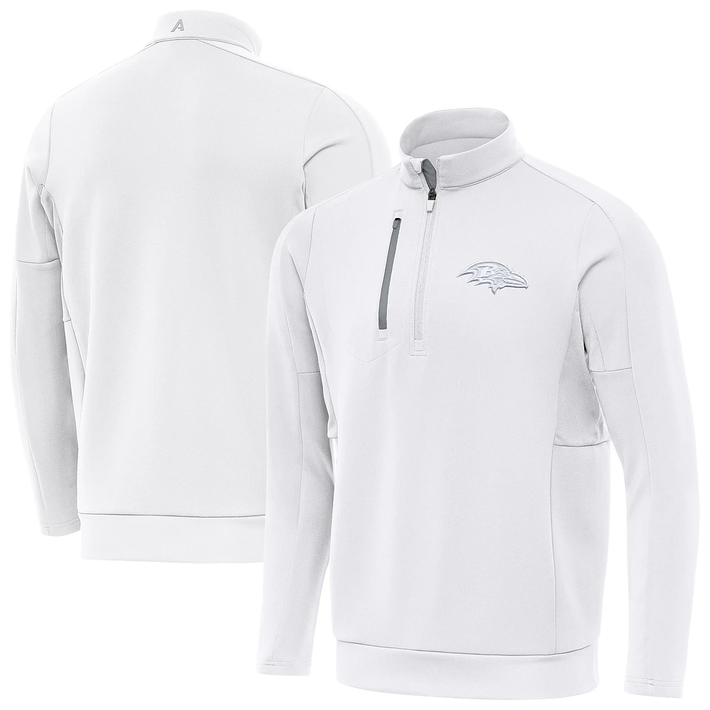 Men's Antigua White Baltimore Ravens Generation Quarter-Zip Jacket